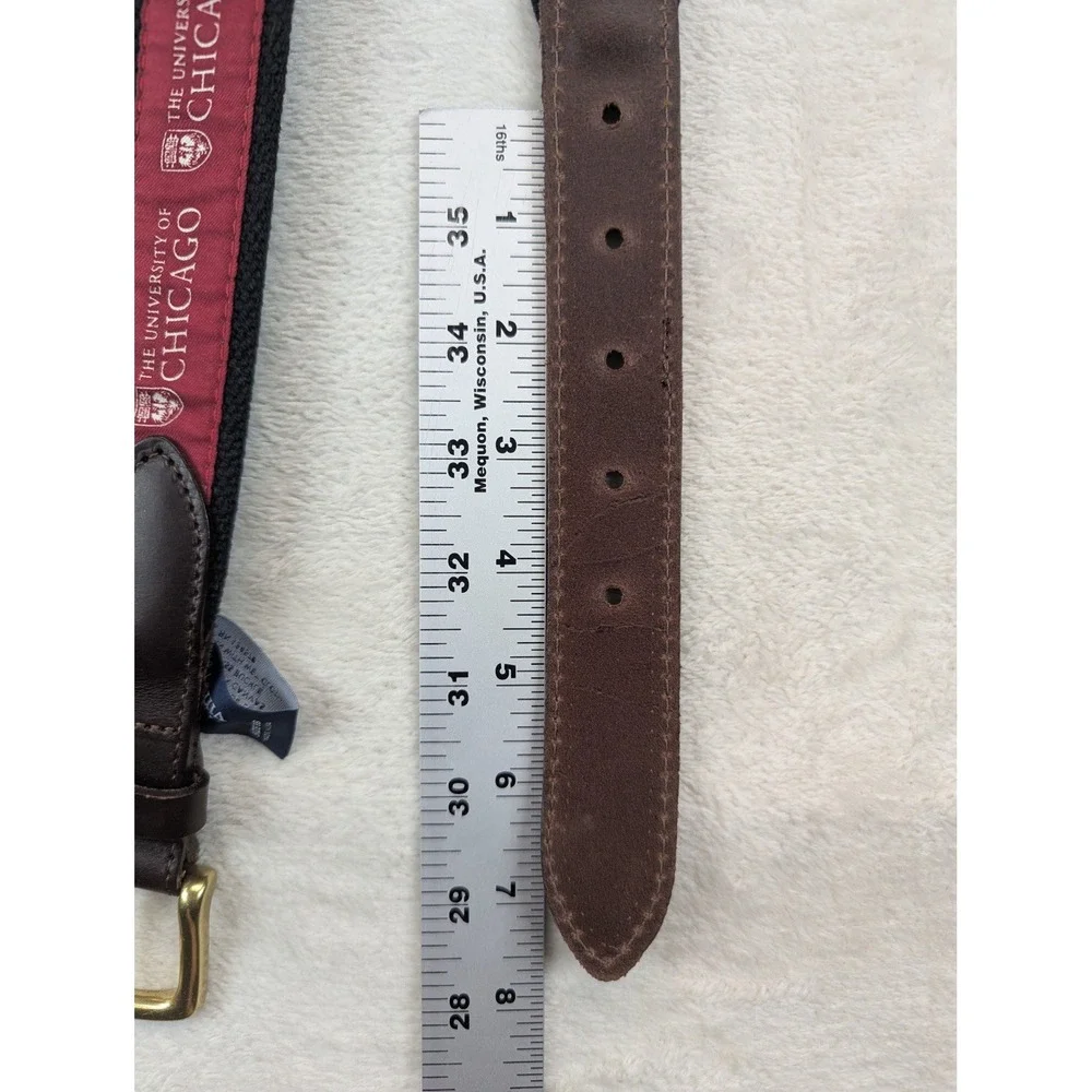 Vineyard Vines University of Chicago Club Belt Mens 38 Leather Canvas Maroons